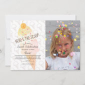 スクープのアイスクリームピンクの写真誕生日 招待状 (正面)