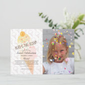 スクープのアイスクリームピンクの写真誕生日 招待状 (スタンド正面)