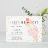 スクープのアイスクリームピンクの女の子ベビーシャワー 招待状 (スタンド正面)