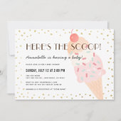 スクープのアイスクリームピンクの女の子ベビーシャワー 招待状 (正面)