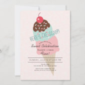 スクープのアイスクリームピンクガール誕生日 招待状 (正面)