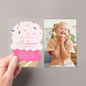 スクープのアイスクリームフォト誕生日パーティー アクリル招待状 (インサイチュ (ポータブル))