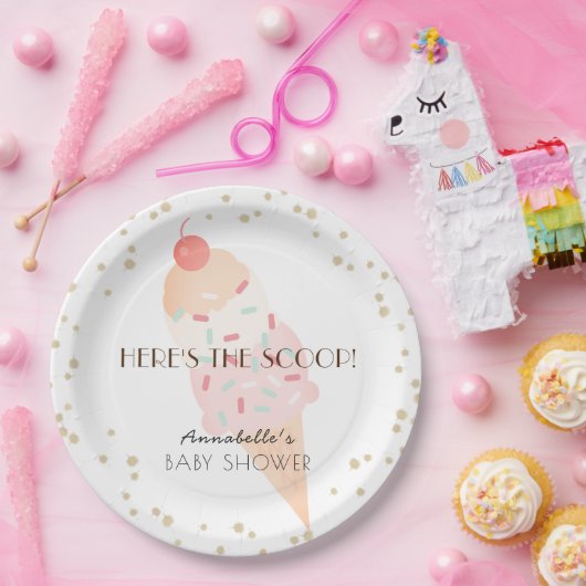 スクープのアイスクリームベビーシャワーピンク ペーパープレート (パーティー)