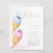 スクープのアイスクリームベビー性別の表示 招待状 (正面)