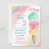 スクープのアイスクリームリトルスウィーティ誕生日 招待状 (正面)
