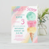 スクープのアイスクリームリトルスウィーティ誕生日 招待状 (スタンド正面)