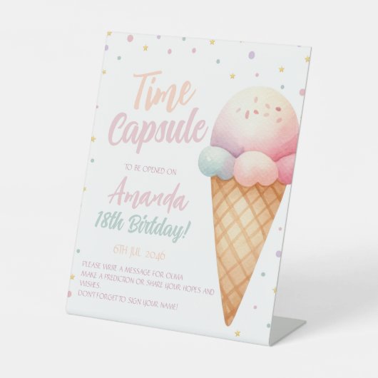スクープのアイスクリーム誕生日タイムカプセル 台座サイン (正面)
