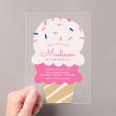 スクープのアイスクリーム誕生日パーティー アクリル招待状 (インサイチュ (ポータブル))