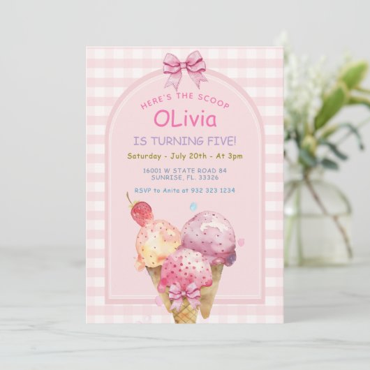 スクープのアイスクリーム誕生日パーティー 招待状 (スタンド正面)