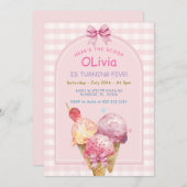 スクープのアイスクリーム誕生日パーティー 招待状 (正面/裏面)