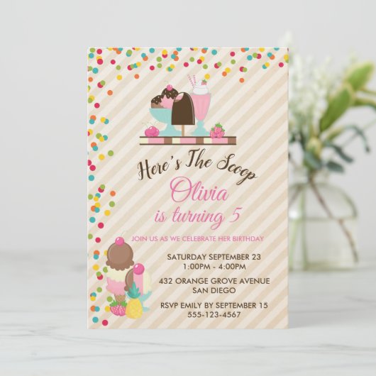 スクープのアイスクリーム誕生日パーティー 招待状 (スタンド正面)