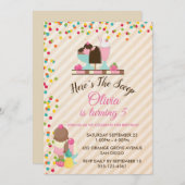 スクープのアイスクリーム誕生日パーティー 招待状 (正面/裏面)