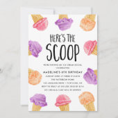 スクープのアイスクリーム誕生日パーティー 招待状 (正面)