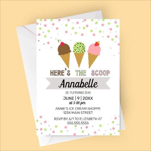スクープのアイスクリーム誕生日パーティー 招待状