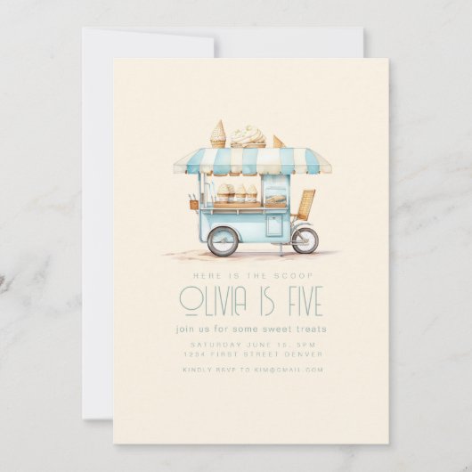 スクープのアイスクリーム誕生日招待状 招待状 (正面)