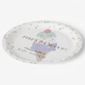 スクープのアイスクリーム赤ちゃんシャワーパープル ペーパープレート (アングル)