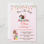 スクープのアイスクリーム&紙吹雪誕生日 招待状 (正面)