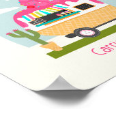 スクープのピンクのアイスクリームキャンパー赤ちゃんシャワー ポスター (角)