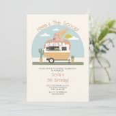 スクープのピンクアイスクリームトラック誕生日 招待状 (スタンド正面)