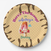 スクープのワッフルコーン招待状 ペーパープレート (正面)