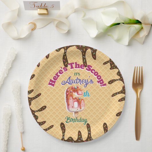 スクープのワッフルコーン招待状 ペーパープレート (ウェディング)