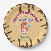 スクープのワッフルコーン招待状 ペーパープレート (正面)