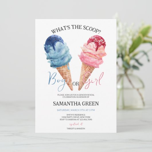 スクープの女の子または男の子のジェンダーの明らかにとは 招待状 (スタンド正面)