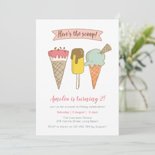 スクープアイスクリームの誕生日案内です 招待状 (スタンド正面)