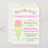 スクープアイスクリームサマー誕生日 招待状 (正面)