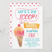 スクープアイスクリーム誕生日招待状 招待状 (正面/裏面)