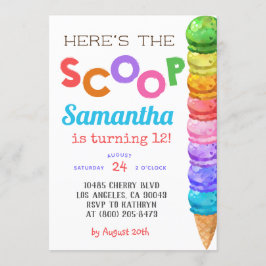 スクープアイスクリーム誕生日招待状 招待状