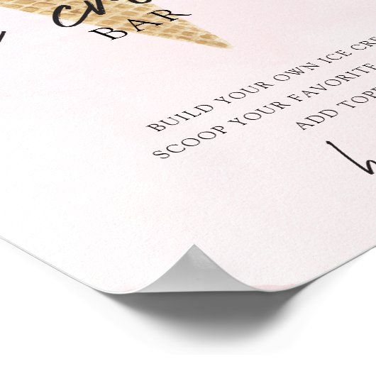 スクープアップピンクモダンブライダルシャワーシンボルや象徴 ポスター (角)