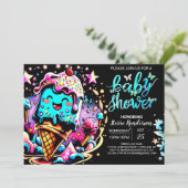 スクープエレガントアイスクリームボーイ赤ちゃんシャワー 招待状 (スタンド正面)