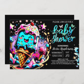 スクープエレガントアイスクリームボーイ赤ちゃんシャワー 招待状 (正面/裏面)