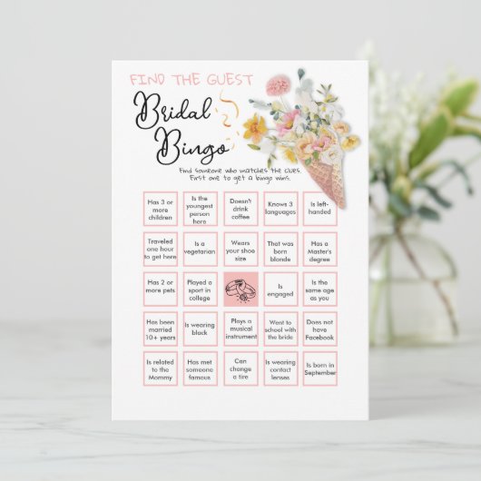 スクープブライダルシャワーゲストビンゴを検索 招待状 (スタンド正面)