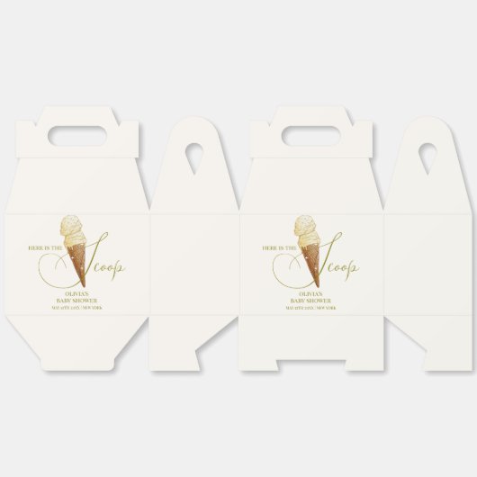 スクープモダンアイスエレガントクリーム赤ちゃんシャワー フェイバーボックス (見開き)