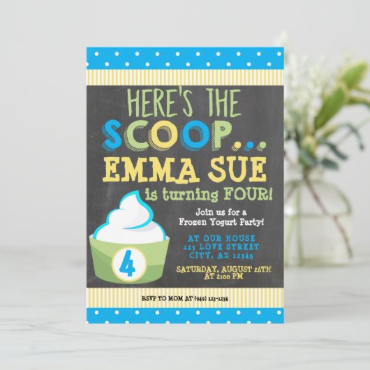 スクープヨーグルト凍っていパーティー誕生日 招待状 (スタンド正面)