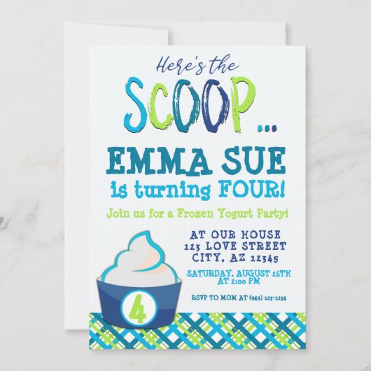 スクープヨーグルト凍っていパーティー誕生日 招待状 (正面)