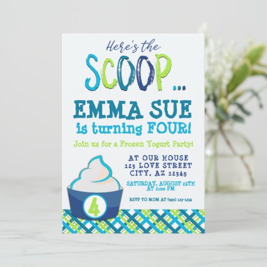 スクープヨーグルト凍っていパーティー誕生日 招待状 (スタンド正面)