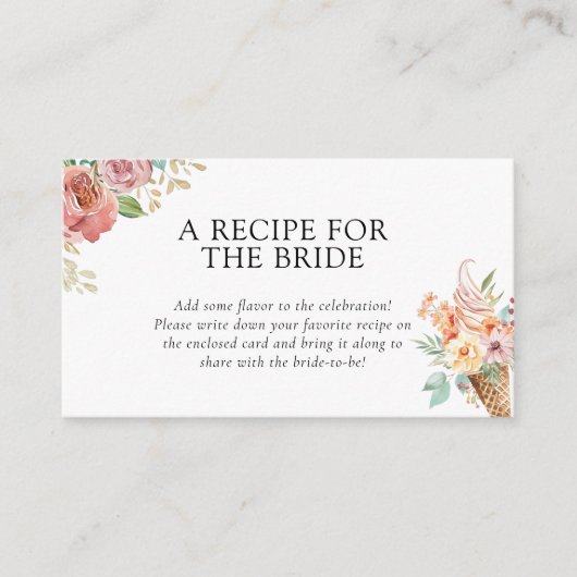 スクープレシピ要求ブライダルシャワー エンクロージャーカード (正面)