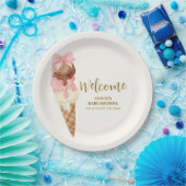 スクープ弓アイスクリームベビーシャワーへようこそ ペーパープレート (パーティー)