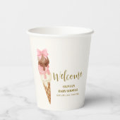 スクープ弓アイスクリームベビーシャワーへようこそ 紙コップ (裏面)