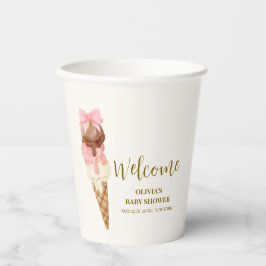 スクープ弓アイスクリームベビーシャワーへようこそ 紙コップ