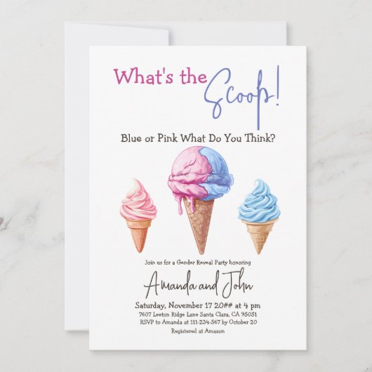 スクープ性が明らかにする甘いアイスクリーム 招待状 (正面)