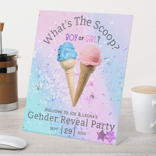 スクープ性別でアイスクリームを見るカスタム 台座サイン (インサイチュ)