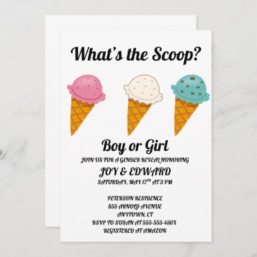 スクープ性別表示パーティー 招待状 (正面/裏面)