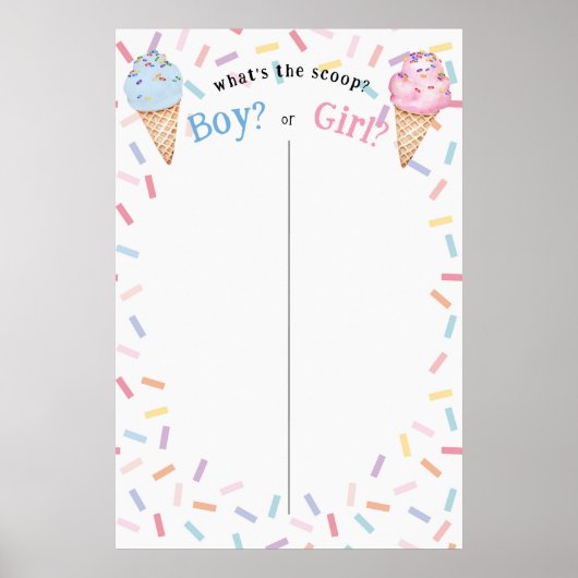 スクープ投票でアイスクリームを表示する性別 ポスター (正面)