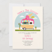 スクープ熱ピンクアイスクリームトラック誕生日 招待状 (正面)