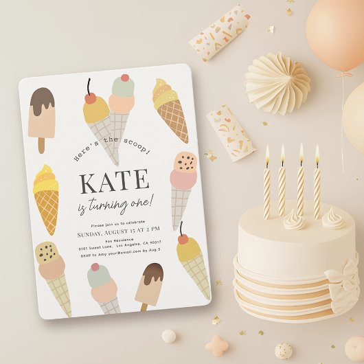 スクープ・アイスカラフルクリームの誕生日はこちら 招待状