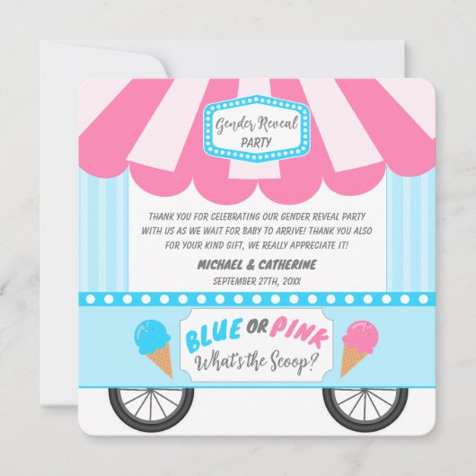 スクープ・アイスクリームパーラー性別のリビールとは サンキューカード (正面)